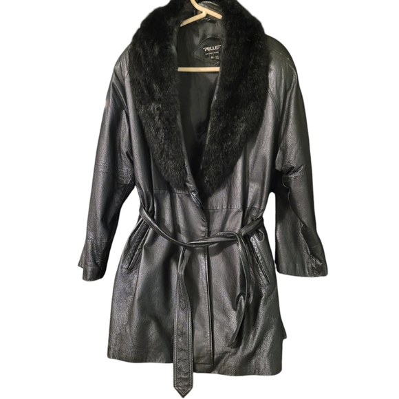 Pelle New York Milan leather wrap coat with real fur collar - M.J91